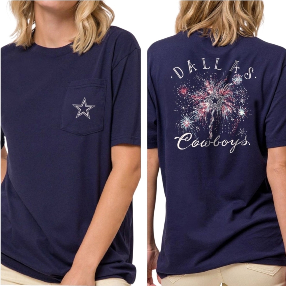 Lauren James Dallas Cowboys T-Shirt Mens XLarge Navy Firework Palms Graphic Tee